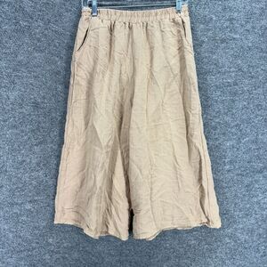 Final Touch Cropped Pants Women S Small Beige High Rise Flat Front Wide Leg